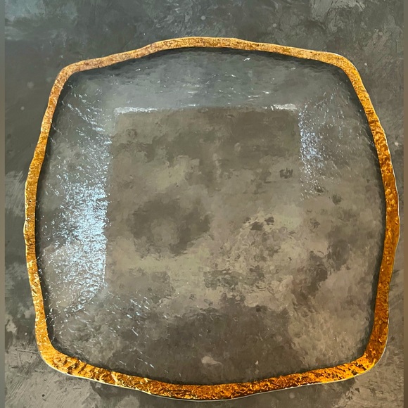 COPY - IVV Glacier Glass 13” Square Serving Platter 10K Gold Rim Italy NEW (oth… - Picture 4 of 8